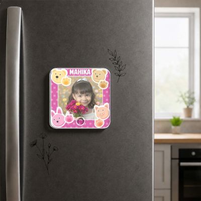 Birthday Gift for Daughter Personalised Musical Fridge Magnet with Custom Photo, Name and Song, Rechargeable & Music Playabe Feature Return Gift for Kids